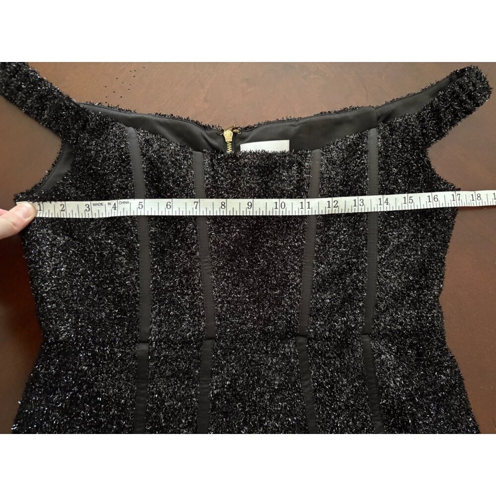 Alice McCall She's Electric Black Metallic Off Shoulder Mini Dress Size 8 - Picture 8 of 14
